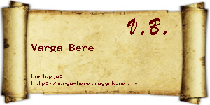 Varga Bere névjegykártya